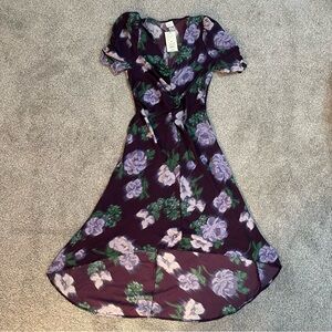 NWT A New Day Size XS, S, or M Purple & White Floral Dress Multi Length V Neck
